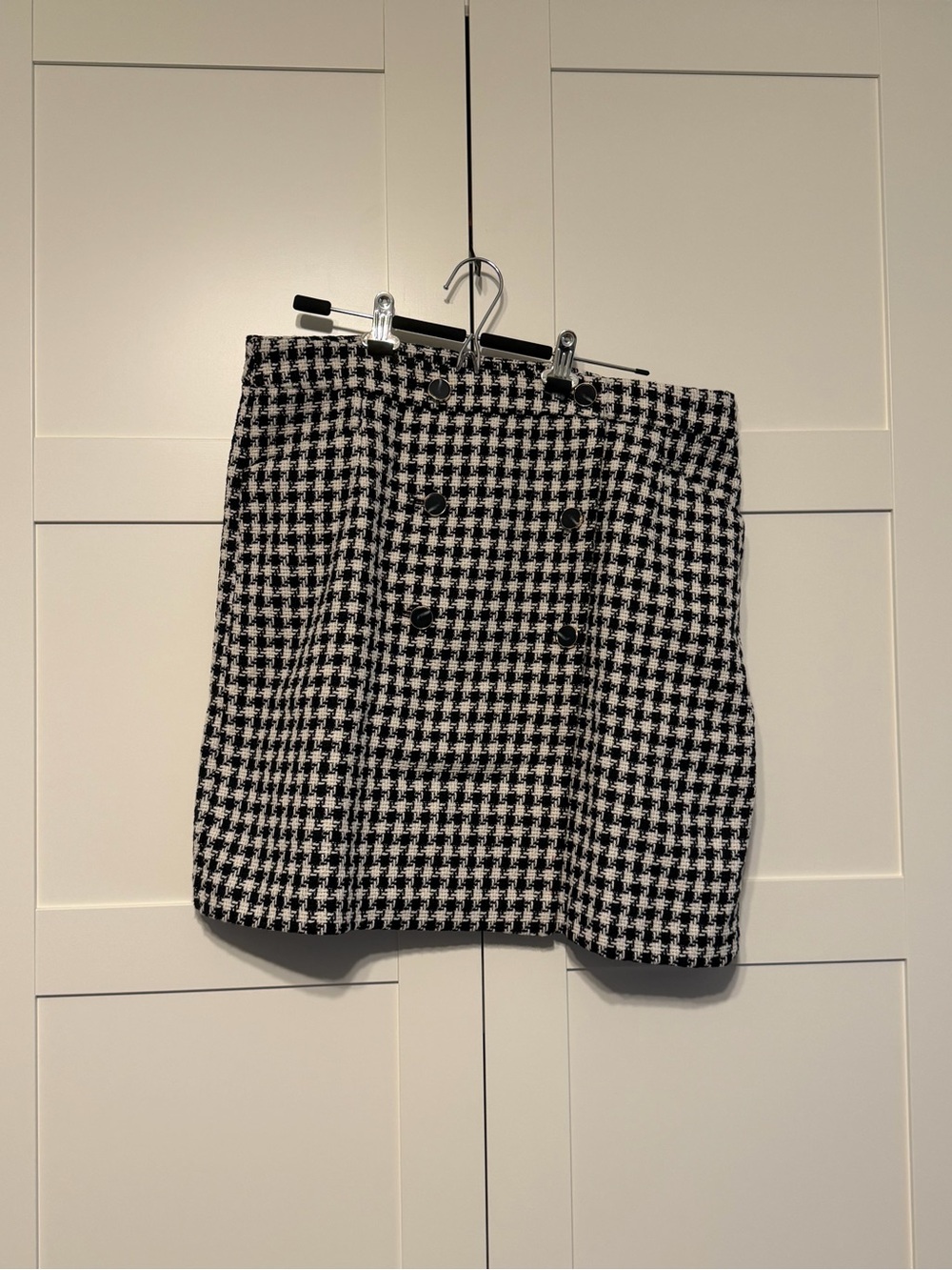 Talbots Black & White Houndstooth Double-Breasted Mini Skirt